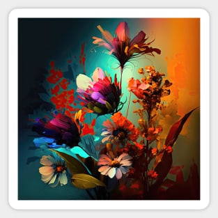 A Brightly Colored Fractal Bouquet of Flowers Sticker